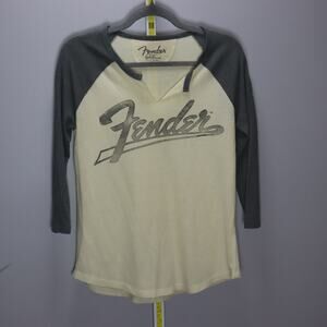 Fender x Lucky Brand Thermal Henley Baseball Tee Size Small